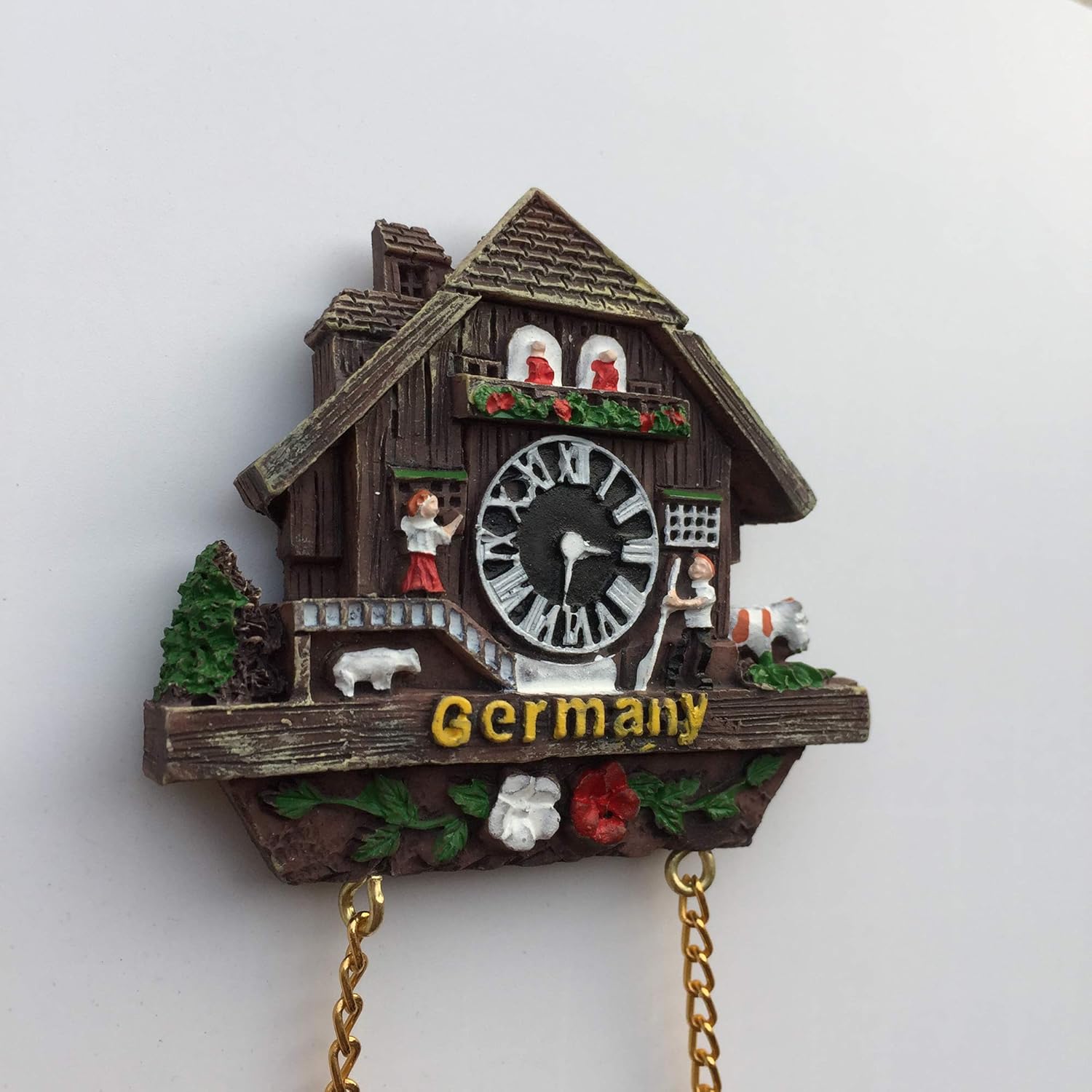 3D Alemania Cuco Reloj Refrigerador Refrigerador Imán Turístico Souvenirs Hecho a Mano Resina Artesanía Pegatinas Magnéticas Hogar Cocina Decoración