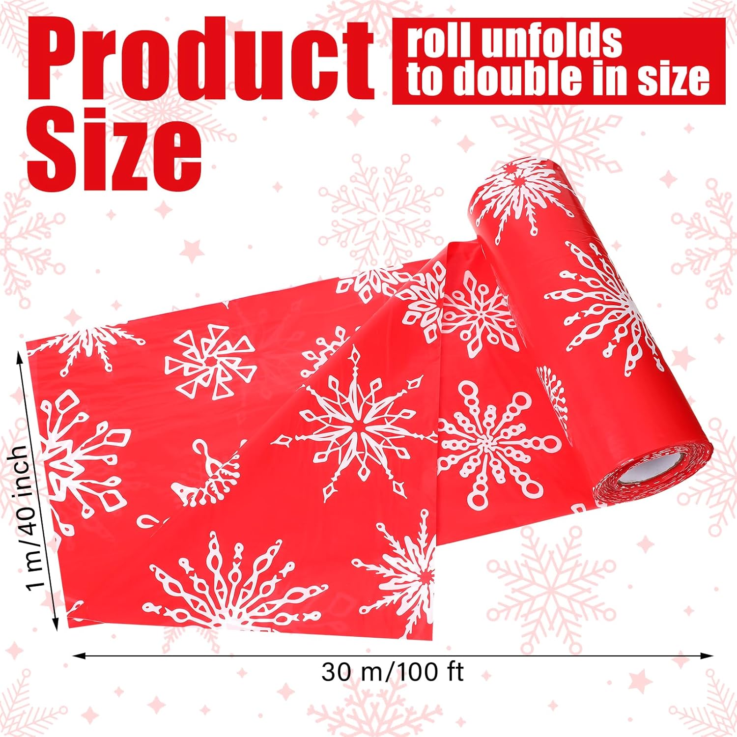 Mantel de Navidad de 100 x 40 pulgadas, rollo rectangular desechable de plástico, rollo de mantel de invierno para vacaciones, Navidad, hogar,