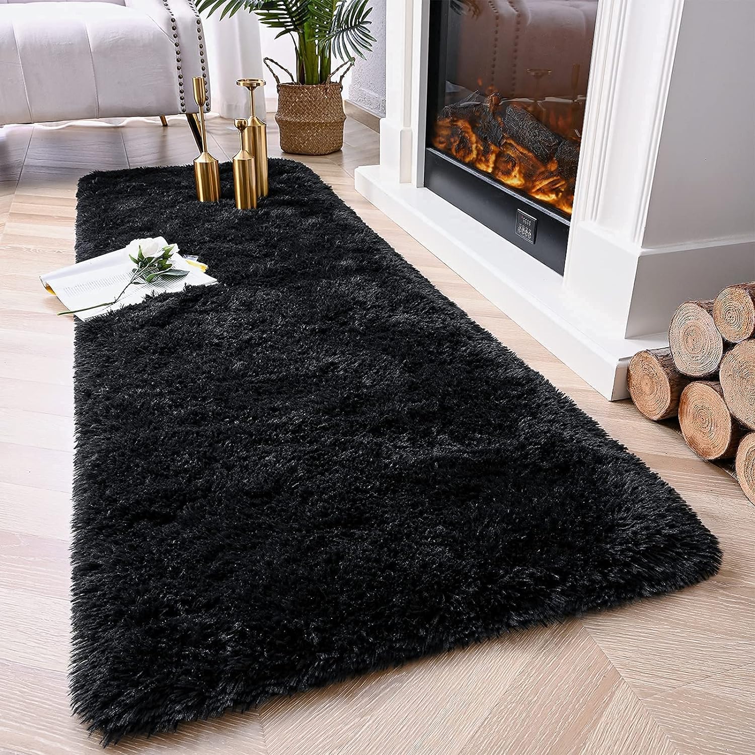 Chicrug – Alfombra suave de 2 x 6pies, mullida y peluda, el pelo no se desprende, para dormitorio, sala de estar, corredor, guardería, habitación
