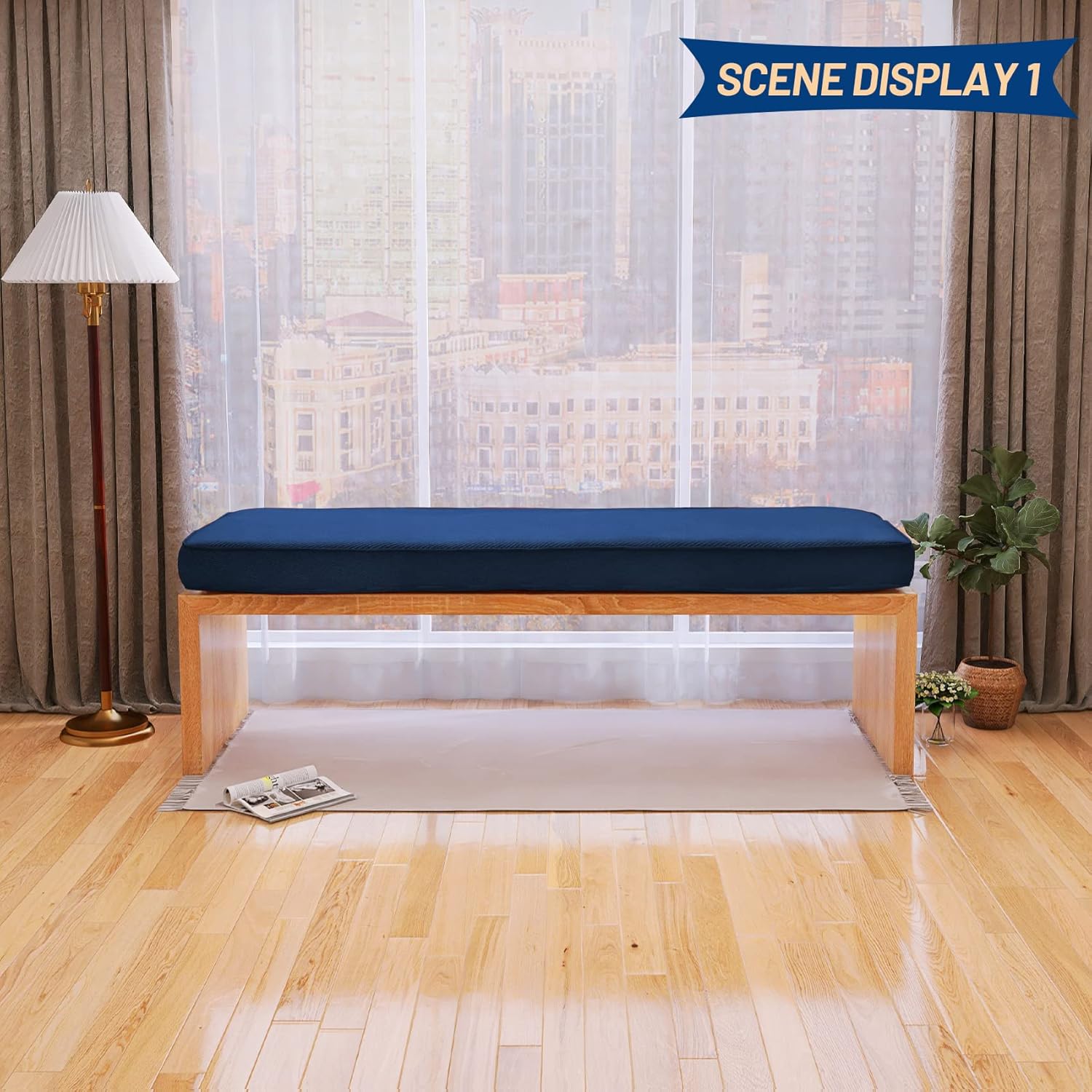 sutailocus Cojín de banco de doble tubería para exteriores, cojines de banco personalizados para muebles de interiorexterior, para ventana, piano,