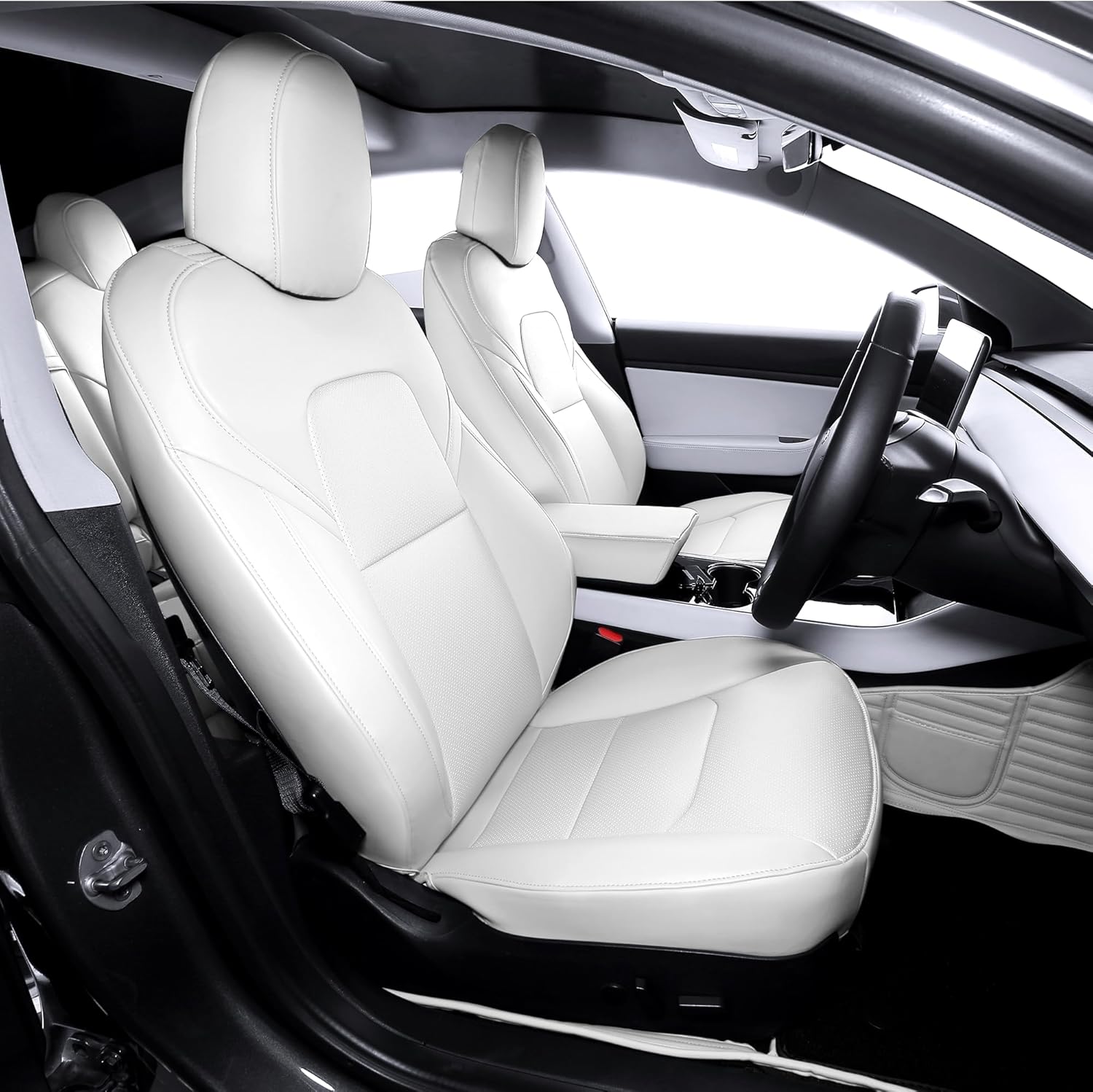 SUPER LINER Fundas de asiento de coche para Tesla Model 3, color blanco, fundas de asiento de coche para Tesla Model 3 2023 2022 2021 2020 5
