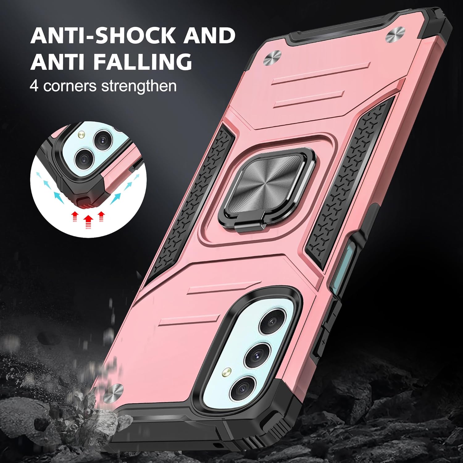 Asuwish Funda de teléfono para Samsung Galaxy A24 4G5G con protector de pantalla de vidrio templado y soporte de anillo delgado híbrido protector