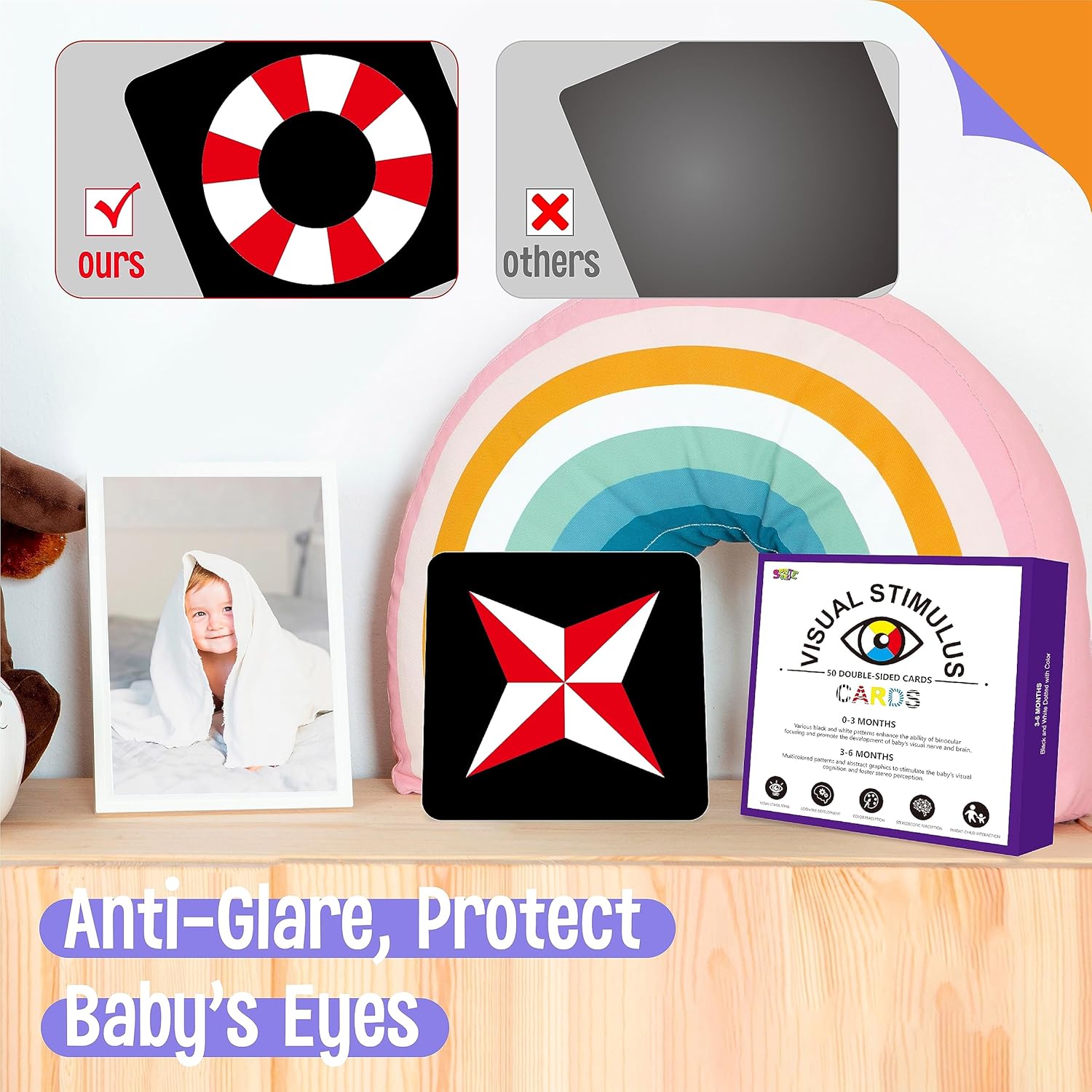 100 páginas, color blanco y negro, tarjeta de estímulo visual para bebé, 50 tarjetas de alto contraste, juguetes sensoriales para regalo de bebé