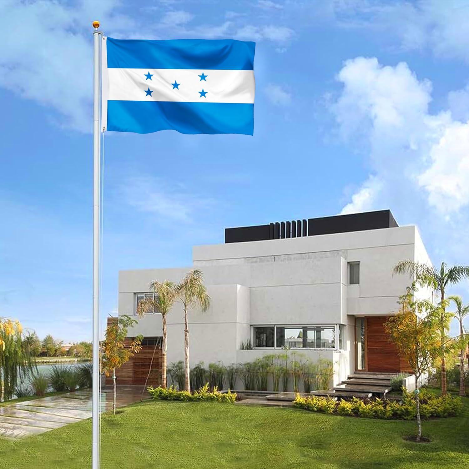 Bandera de Honduras de 3 x 5 pies para exteriores, nailon resistente, rayas cosidas, a prueba de decoloración, de larga duración, bandera nacional