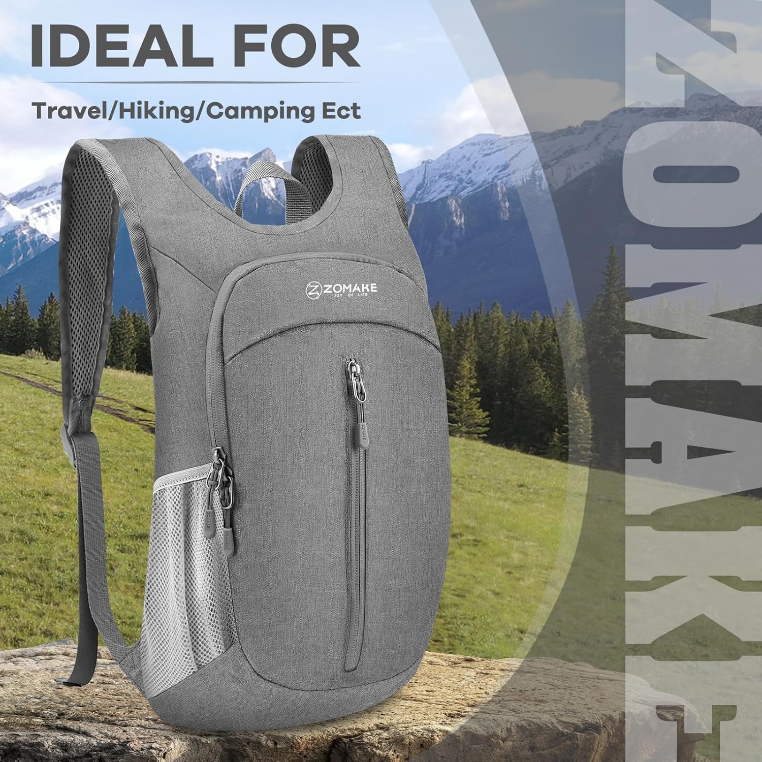 ZOMAKE Mochila pequeña de senderismo plegable de 10 litros, mochila ligera para senderismo para viajes, resistente a desgarros, plegable, paquete de