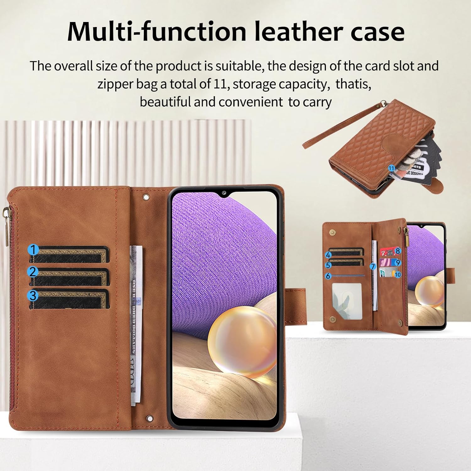 Asuwish Funda de teléfono para Samsung Galaxy A32 5G 2021 de 6.5 pulgadas con protector de pantalla de vidrio templado y correa para la muñeca con