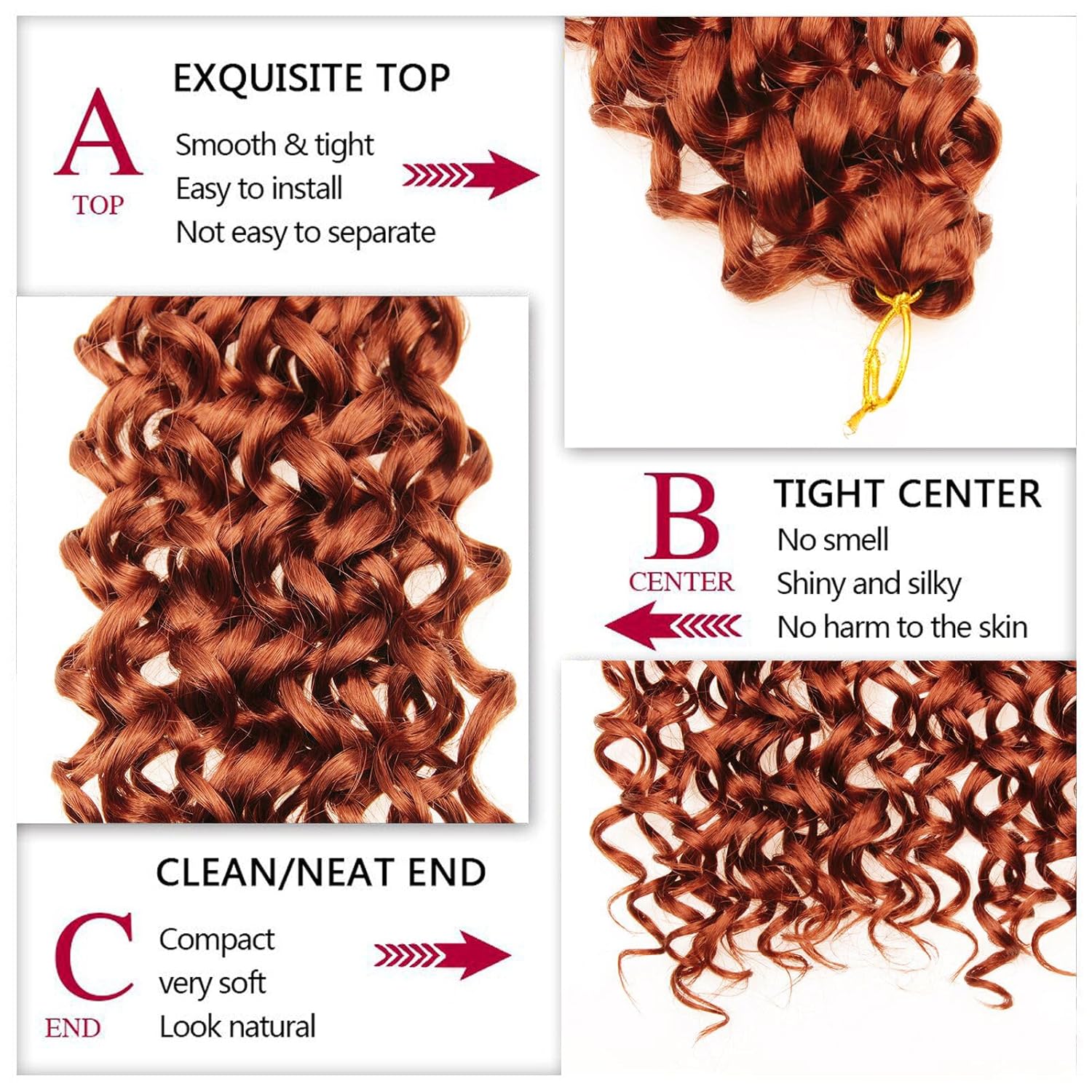 GoGo Curl Crochet Hair 24 pulgadas onda de agua pelo de ganchillo Ombre sintético bohemio ganchillo trenzado onda profunda extensiones de cabello
