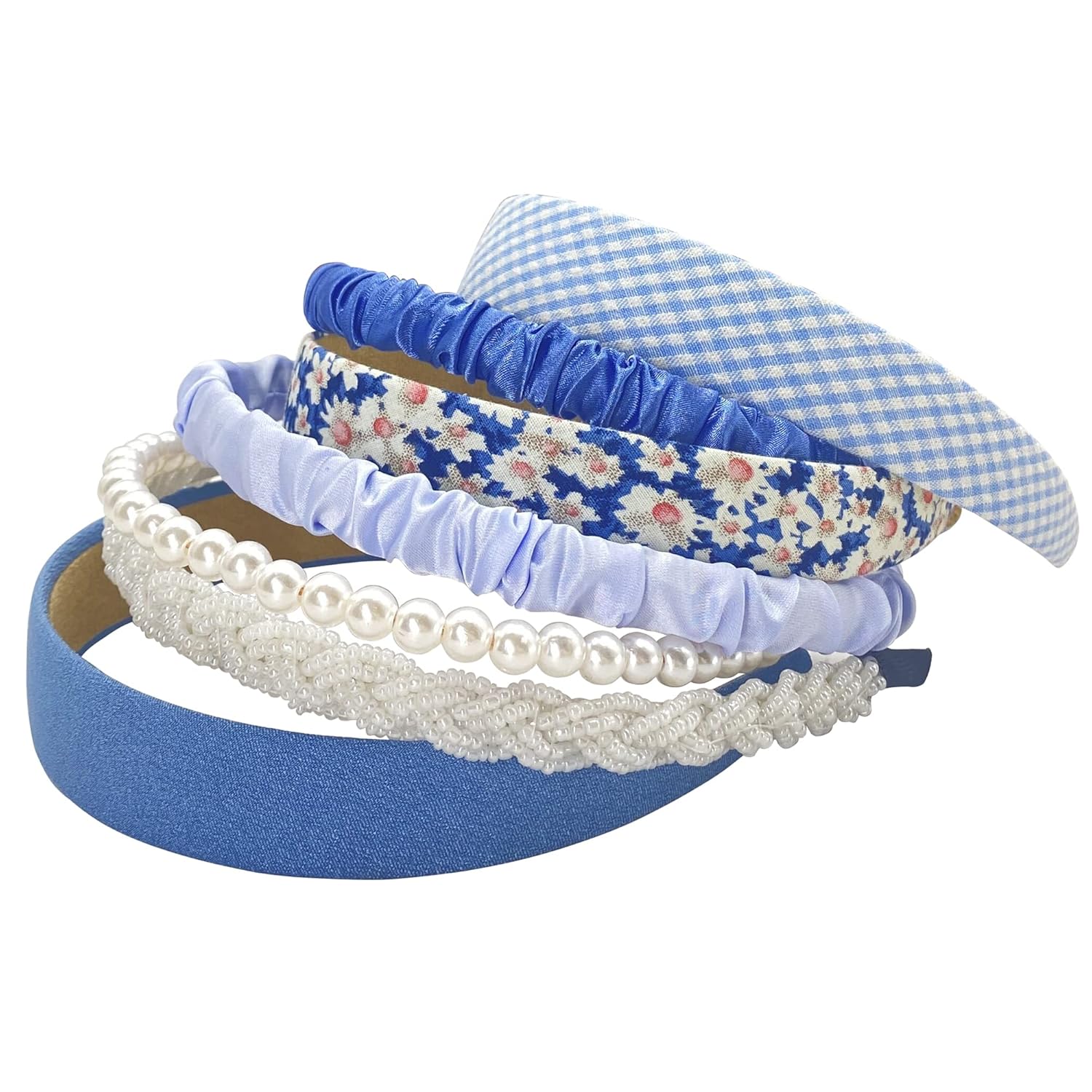 MEFINESHOW 7 diademas de moda diferentes para mujer, diademas de flores antideslizantes, lindas diademas de perlas para niñas, diadema ancha vintage