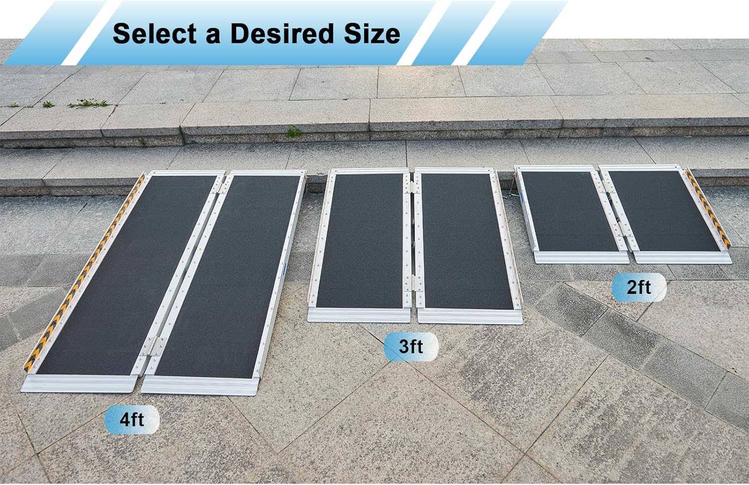 FACHNUO – Rampa portátil para silla de ruedas de 2 pies, rampas antideslizantes de aluminio para discapacitados con mango de 29.2 pulgadas de ancho
