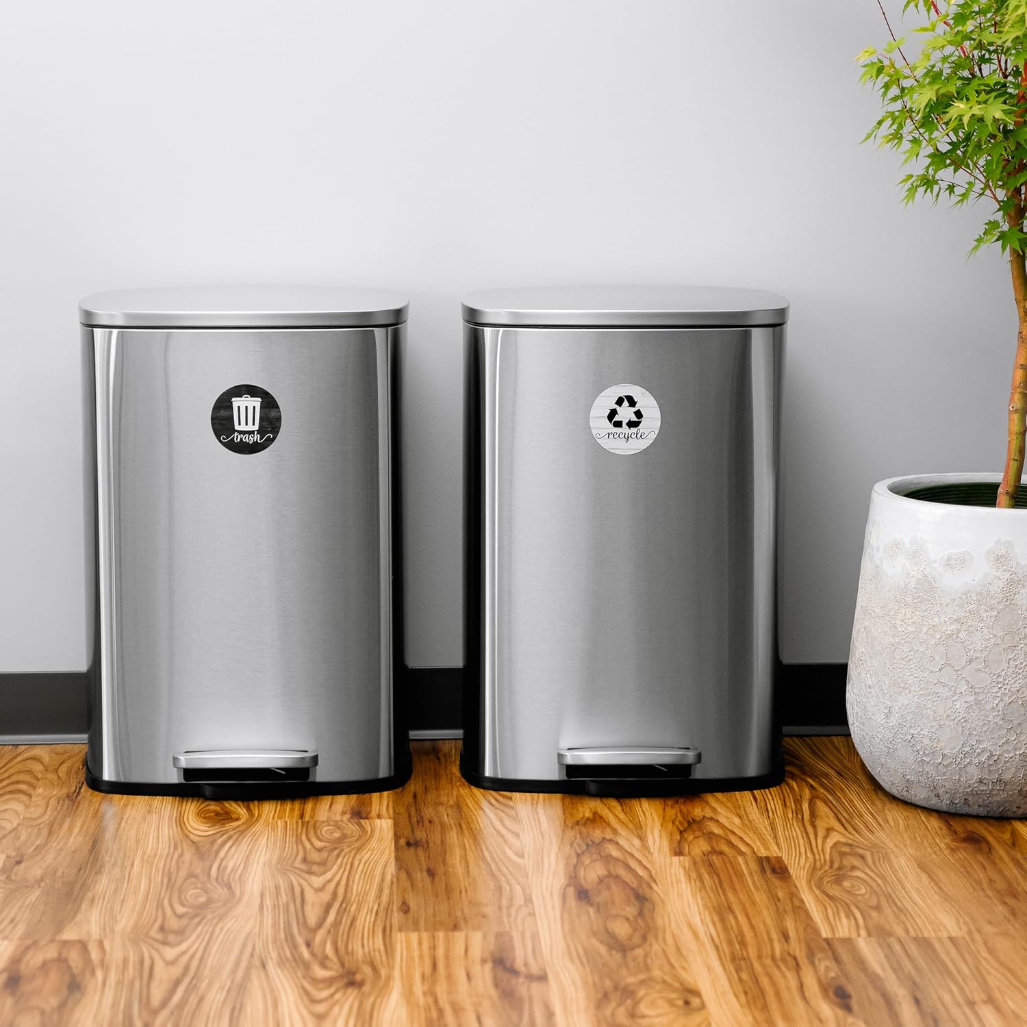 Imanes rústicos de reciclaje de basura para basura de cocina y papelera de reciclaje, imán de símbolo de logotipo de bote de basura de granja, imán