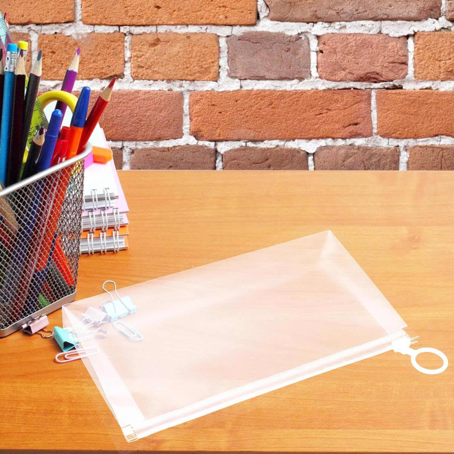 MAGICLULU 10 sobres de plástico transparente con cremallera B6, soporte para documentos, bolsa de almacenamiento de lápices, bolsa de papelería,