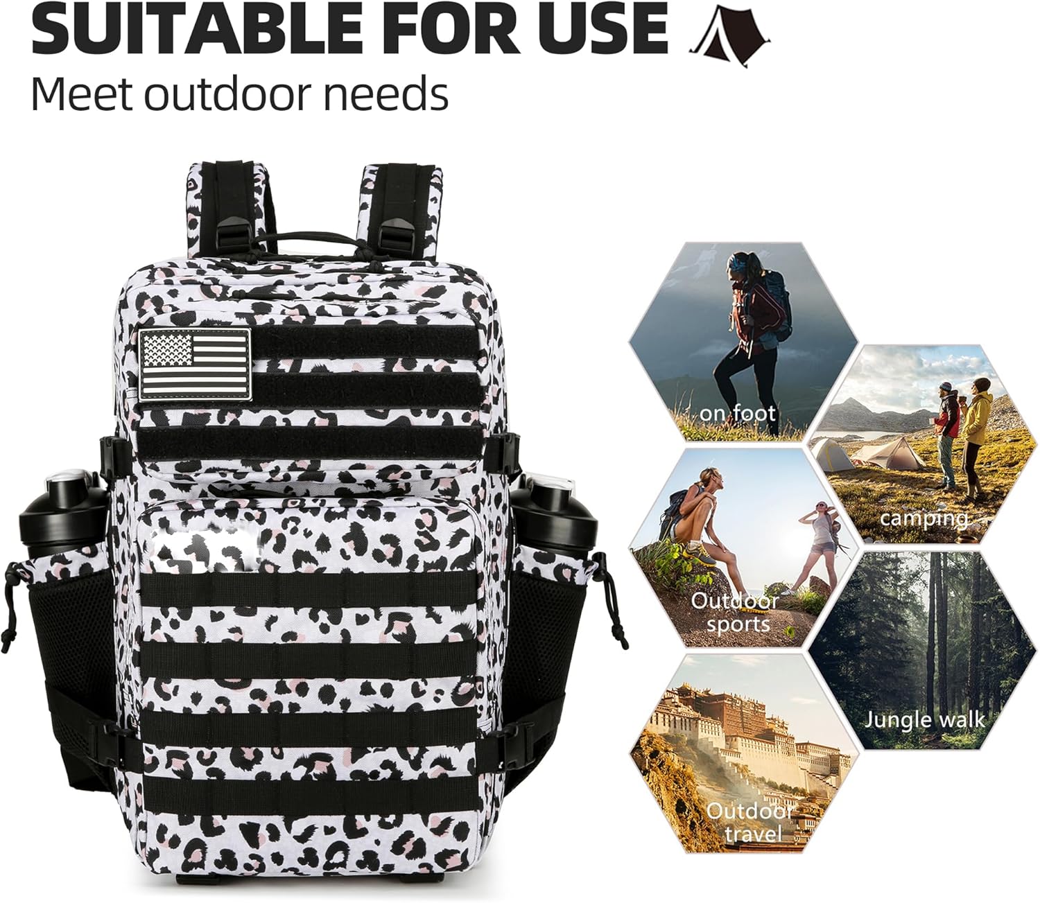 KXBUNQD Mochilas tácticas militares para hombres Molle Daypack 45L 3 días paquete de asalto bolsa mochila grande con sistema Molle bolsa, Blanco