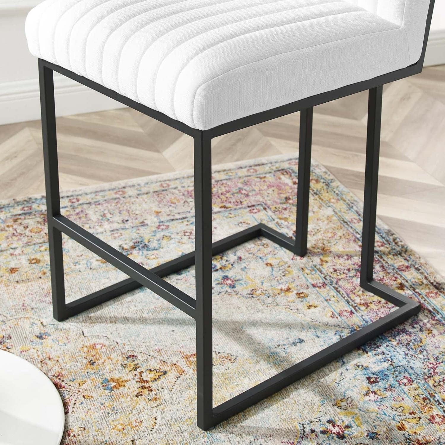 Modway Indulge Channel – Taburete de bar de tela copetuda para mostrador, color blanco