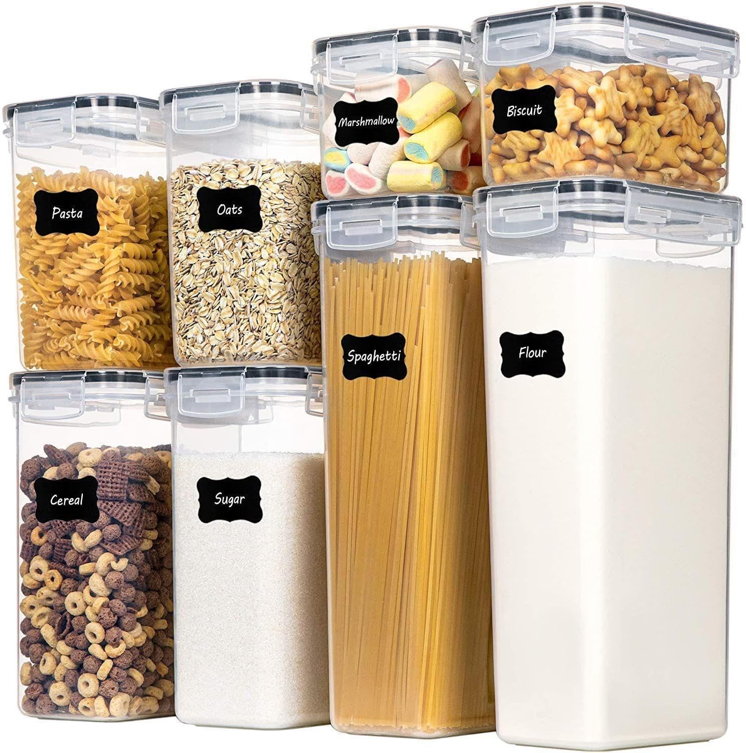 Organizadores y almacenamiento de cocina, contenedores de almacenamiento de plástico transparente individuales con tapas, tarro hermético de cocina,