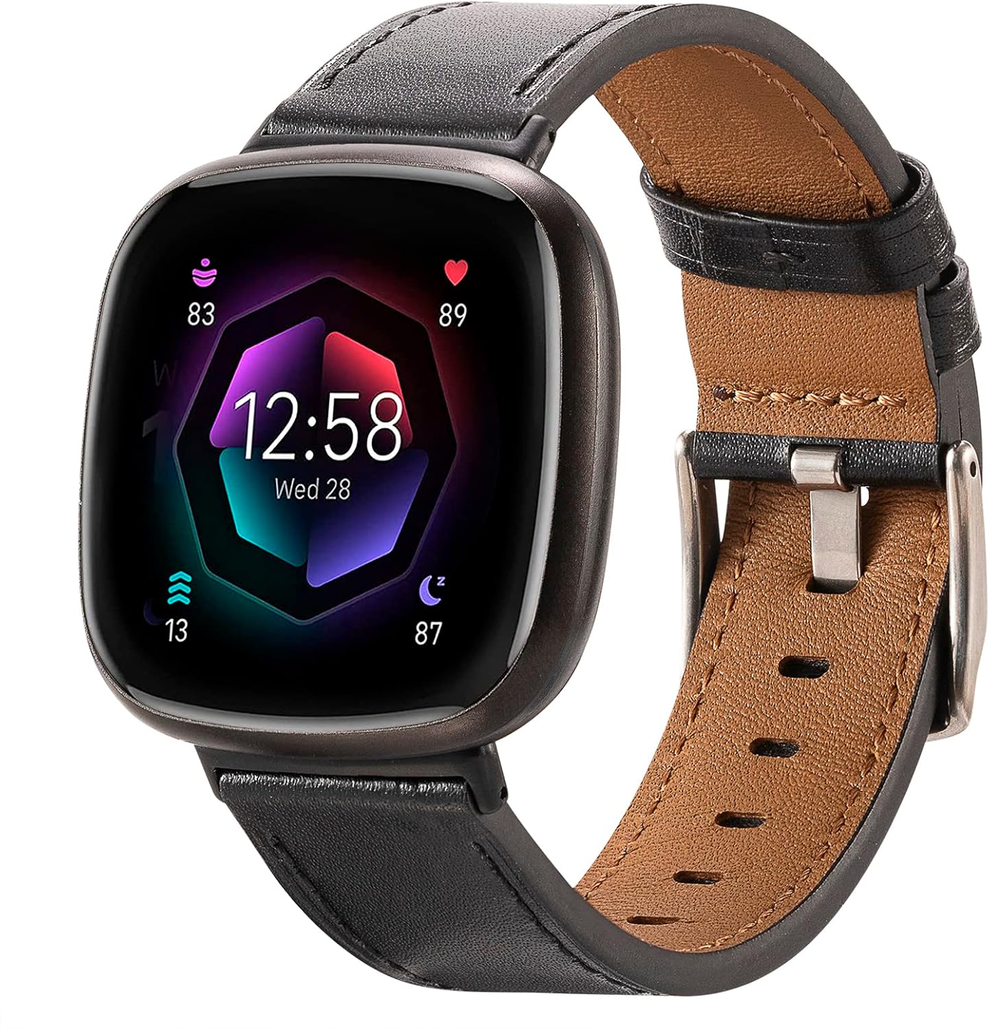Nigaee Correas de cuero genuino compatibles con Fitbit Versa 3Versa 4SenseSense 2, correas de cuero suave ajustables de repuesto para mujeres y