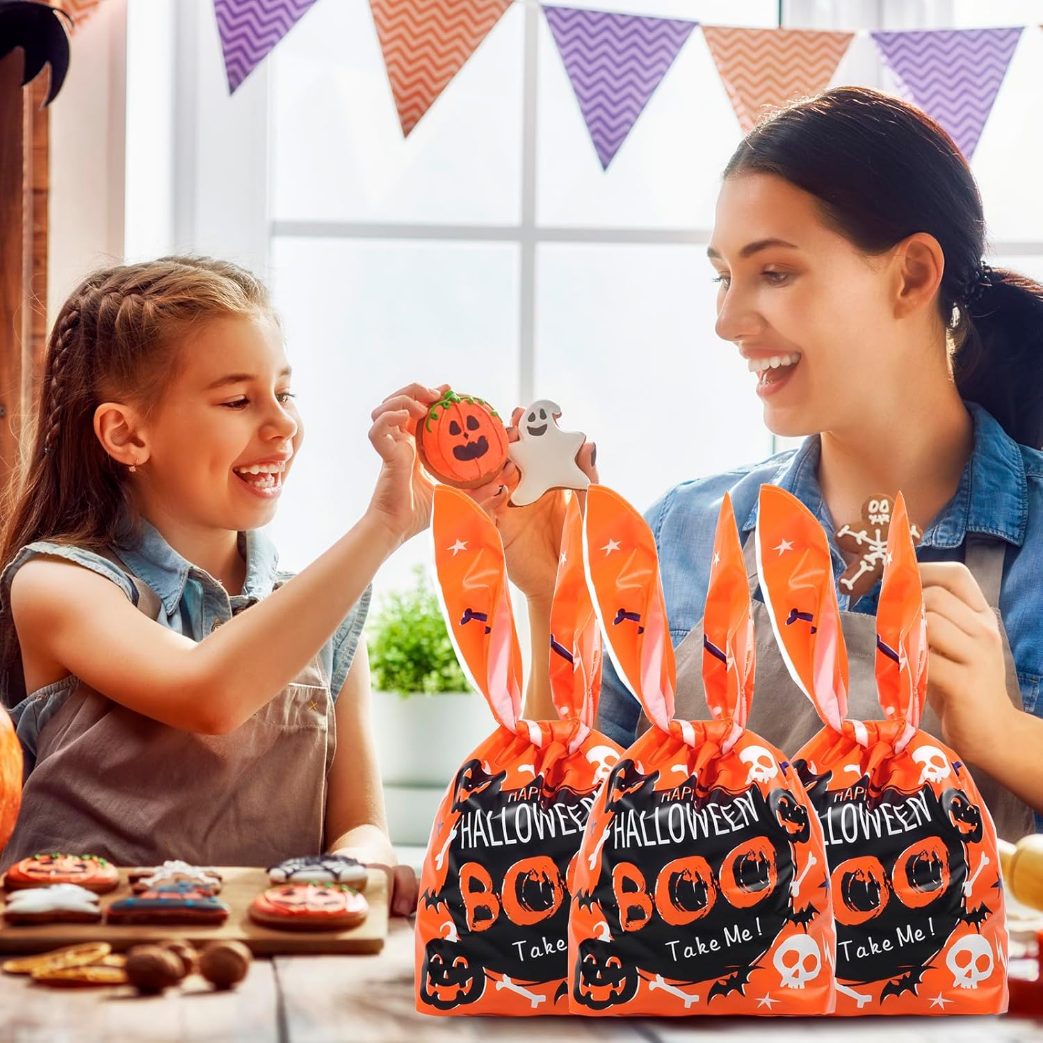 idolpack Bolsas de dulces de Halloween, bolsas de dulce o truco, bolsas de regalo, bonitas bolsas de plástico para regalo de galletas, dulces,