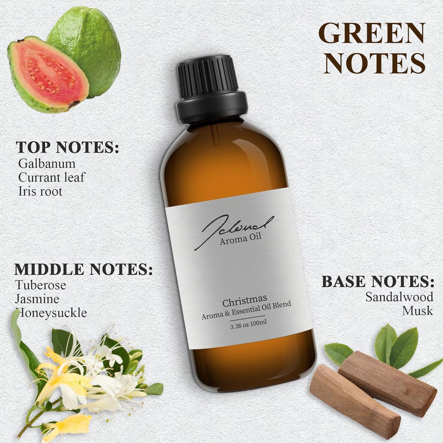 JCLOUD Aceite esencial de Navidad para máquina de aire aromático  Colección de hotel  Aceite difusor de aromaterapia puro con raíz de iris,
