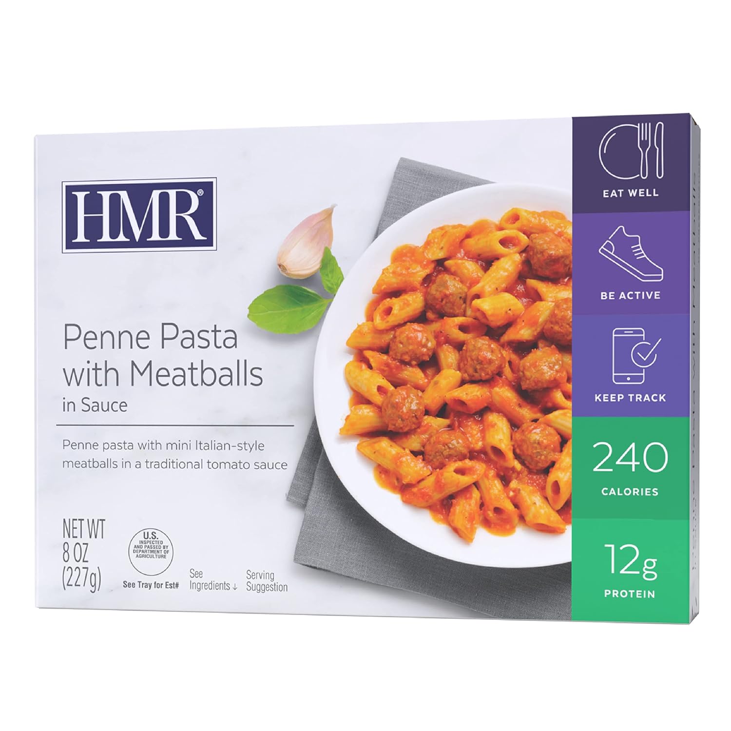 HMR Penne Pasta con albóndigas Entrée  Almuerzo o cena preenvasados para apoyar una alimentación saludable  Listo para comer  0.44 oz de proteína