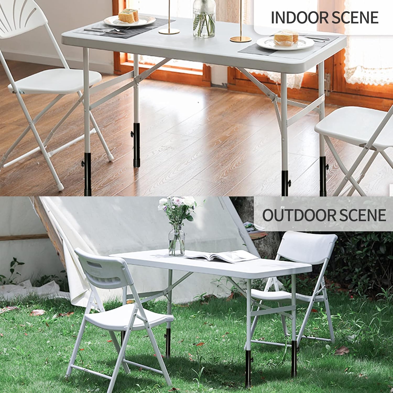 Paquete de 4 extensores plegables de patas de mesa, elevadores de patas de mesa plegables de acero altamente duraderos, extensiones de patas de mesa