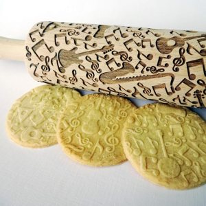 MUSICAL INSTRUMENTS EMBOSSING ROLLING PIN with NOTES and MUSICAL INSTRUMENTS LASER ENGRAVED for EMBOSSED COOKIES GIFT FOR MUSICIAN MUSICAL INSTRUMENTS EMBOSSING ROLLING PIN with NOTES and MUSICAL INSTRUMENTS LASER ENGRAVED for EMBOSSED COOKIES GIFT FOR MUSICIAN