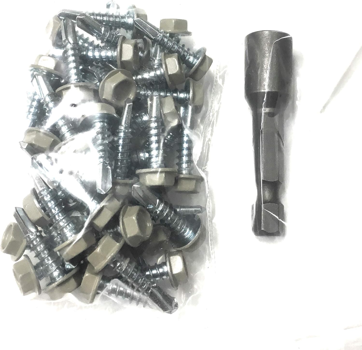 (50PK con 1 broca) #8 X 58″ Tornillo chapado en zinc autoperforante con cabeza pintada de arcilla