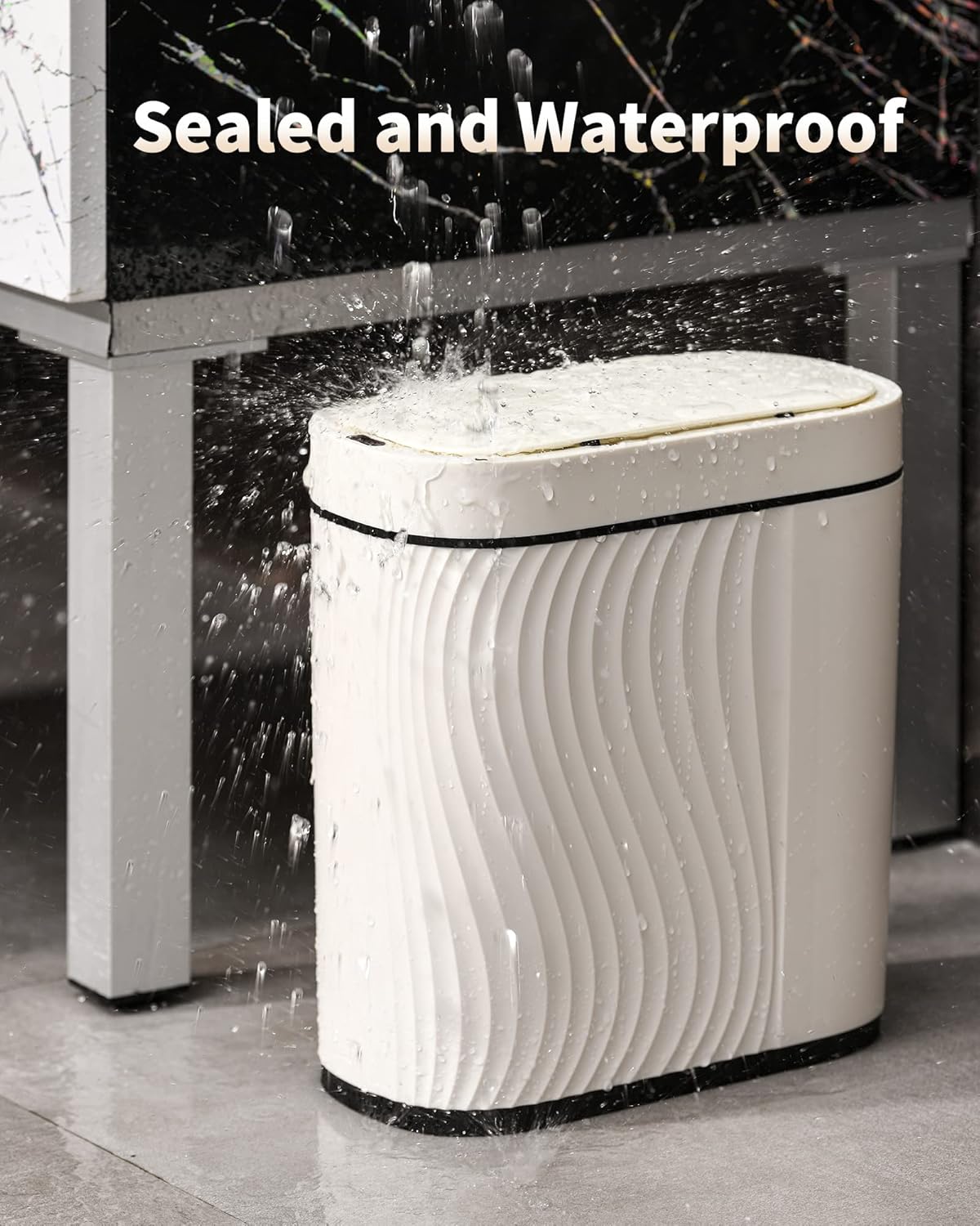 Cubo de basura automático pequeño de plástico de 2.6 galones, bote de basura inteligente sin contacto, cubo de basura con sensor de movimiento con