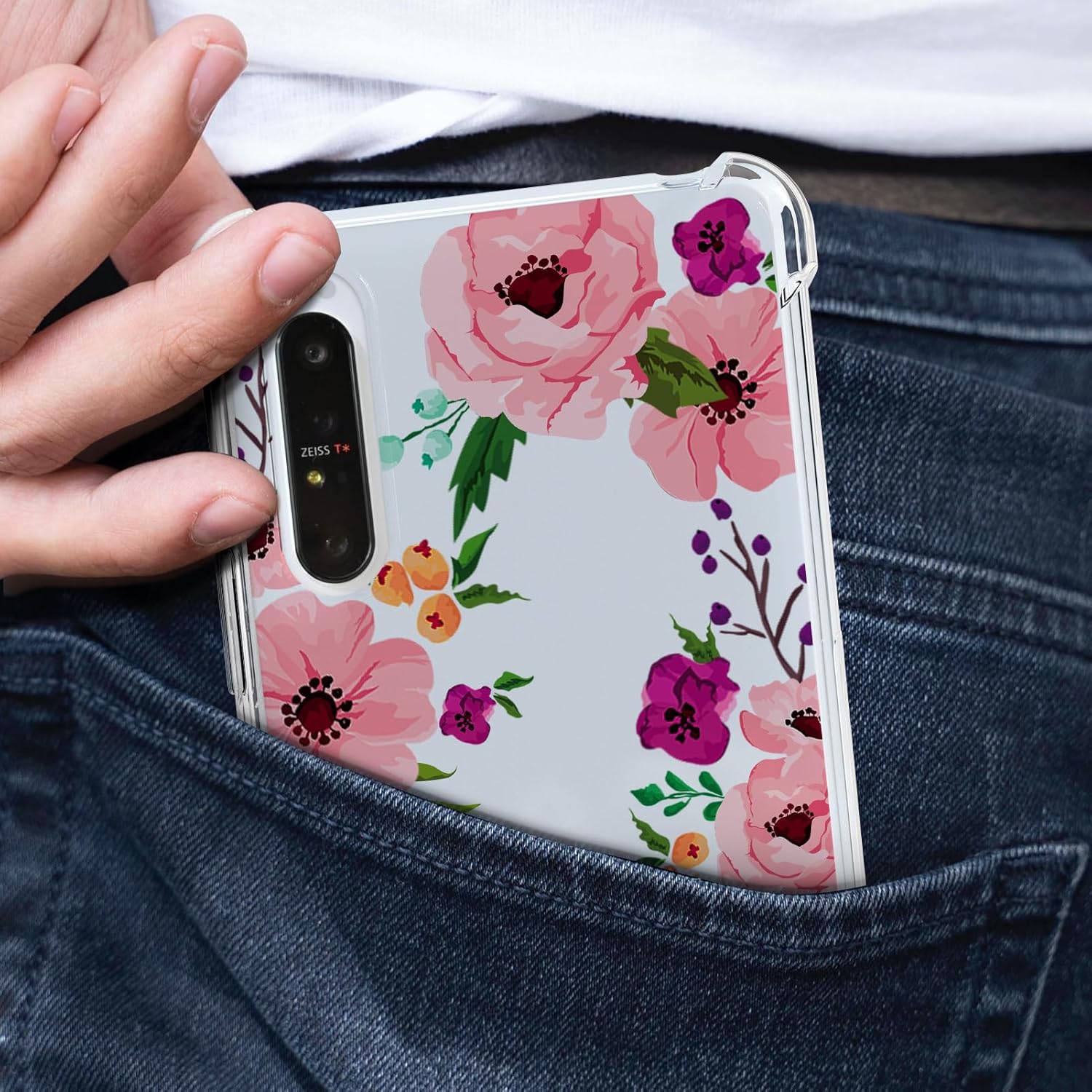 DNTMZIN Funda para Samsung Galaxy S20 FE, funda transparente de TPU para mujer, funda de teléfono para mujer, diseño floral, suave y flexible, a