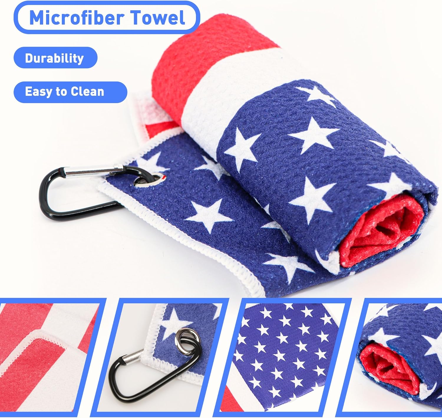 Golf Club Brush and Amercian Flag Golf Towels, Golf Groove Cleaner Cleaning kit, Golf Accessories Cleaner Tool with Strong Magnet Stick to Golf