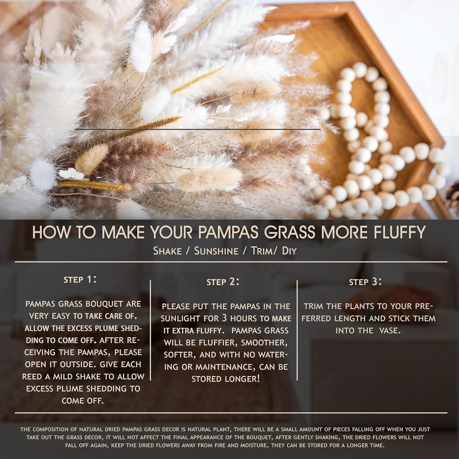 Ramo de flores secas naturales de las pampas, ramo bohemio para decoración del hogar, ramo de flores secas para bodas, arreglos florales, decoración