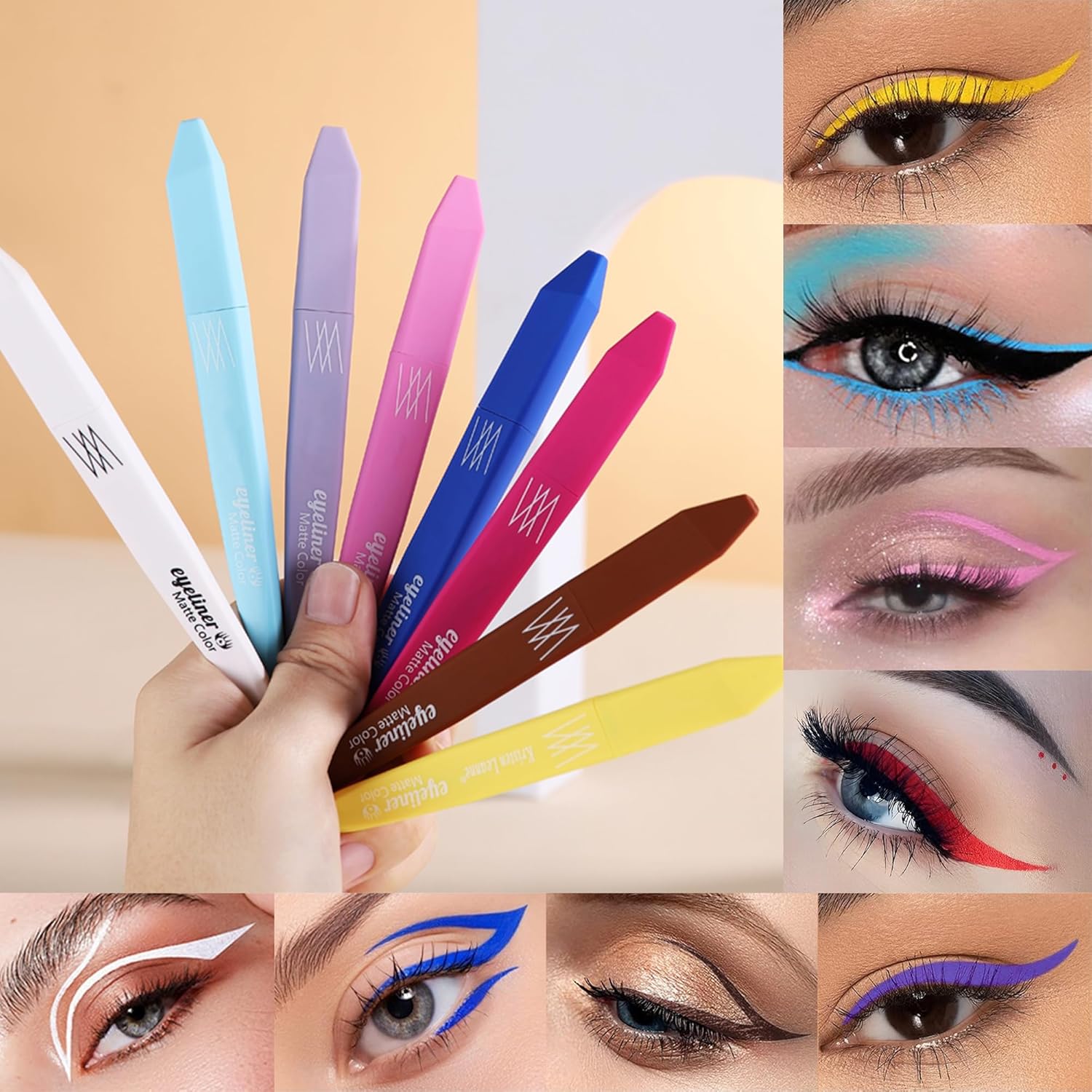 Delineador de ojos líquido blanco, delineador de ojos de línea de agua de color resistente al agua, a prueba de manchas, delineador de ojos de alta
