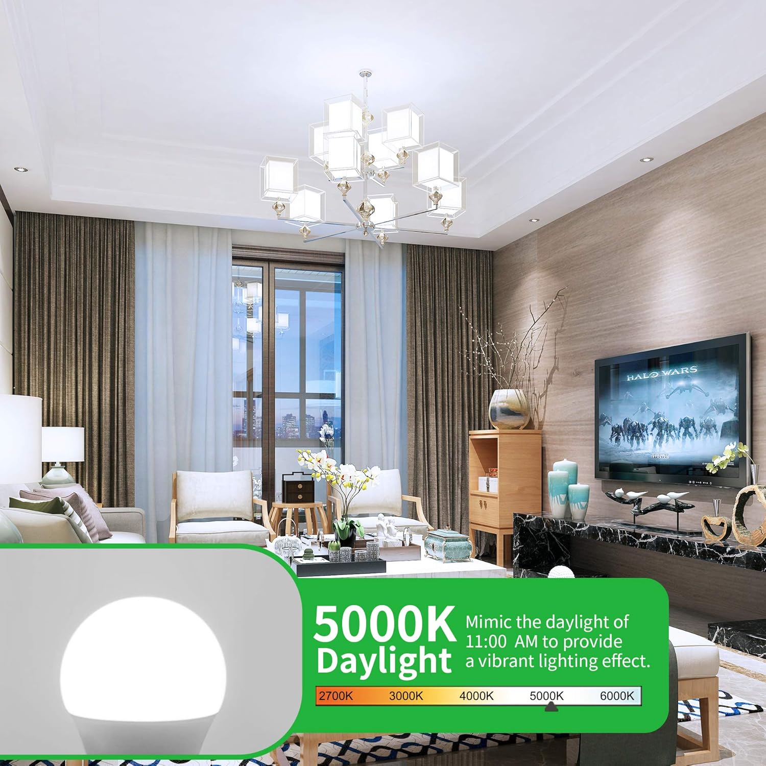hansang Bombilla LED E12 de 5000 K, luz diurna, paquete de 8 bombillas para ventilador de techo, bombillas LED de candelabro A15 para candelabro,