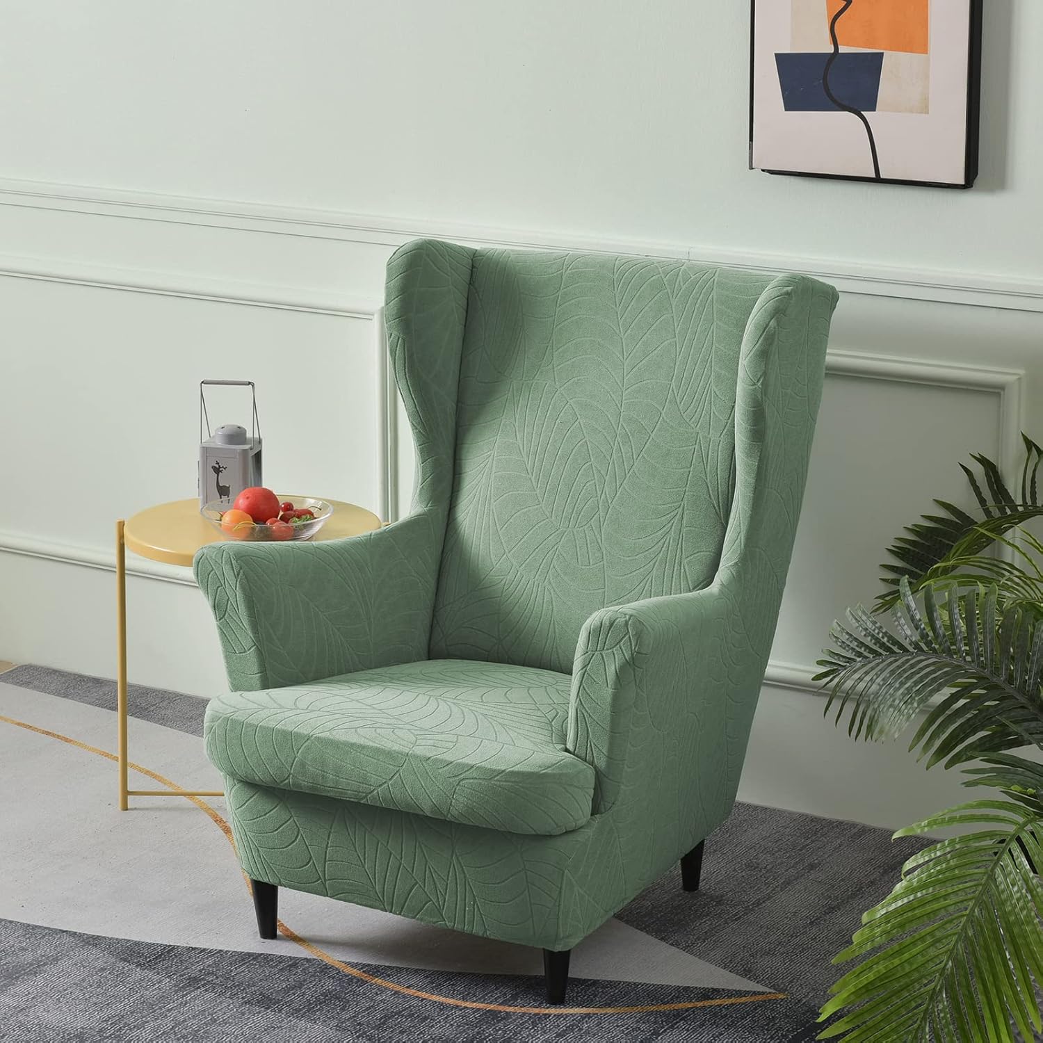 MIFXIN Wingback – Funda elástica para silla, 2 piezas, con respaldo de ala y funda de cojín, suave, lavable, protector de muebles para sala de estar