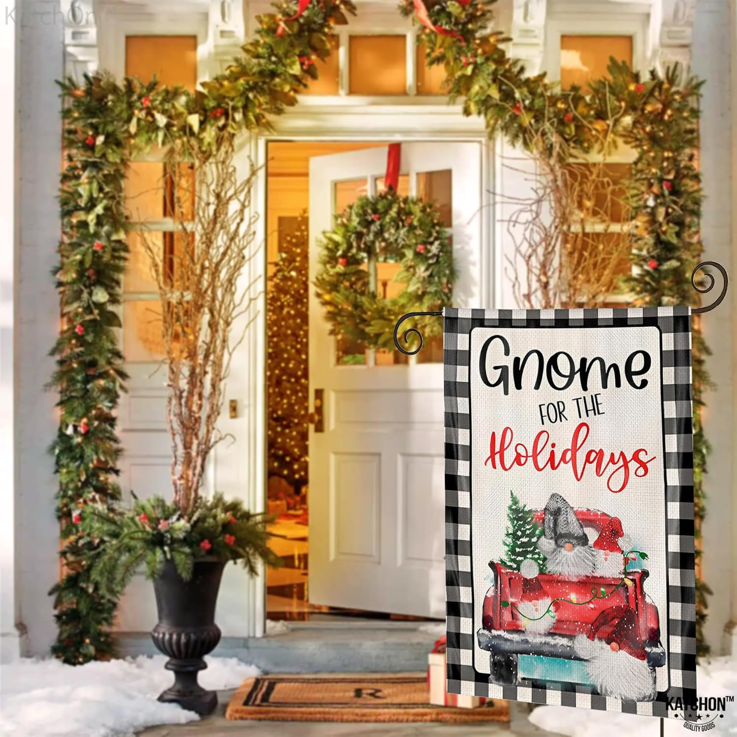 KatchOn, Gnome Christmas Garden Flags for Outside – 12×18 Inch, Double Sided  Christmas Yard Flag for Outside Christmas Decorations  Merry Christmas