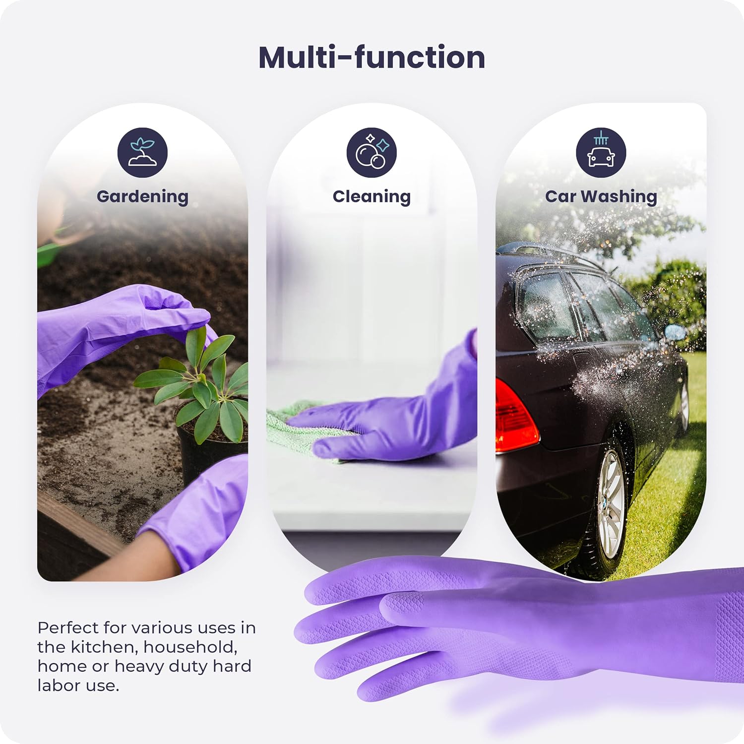 Guantes para lavar platos, guantes de goma, guantes de cocina amarillos, guantes largos para protección de manos y trabajo