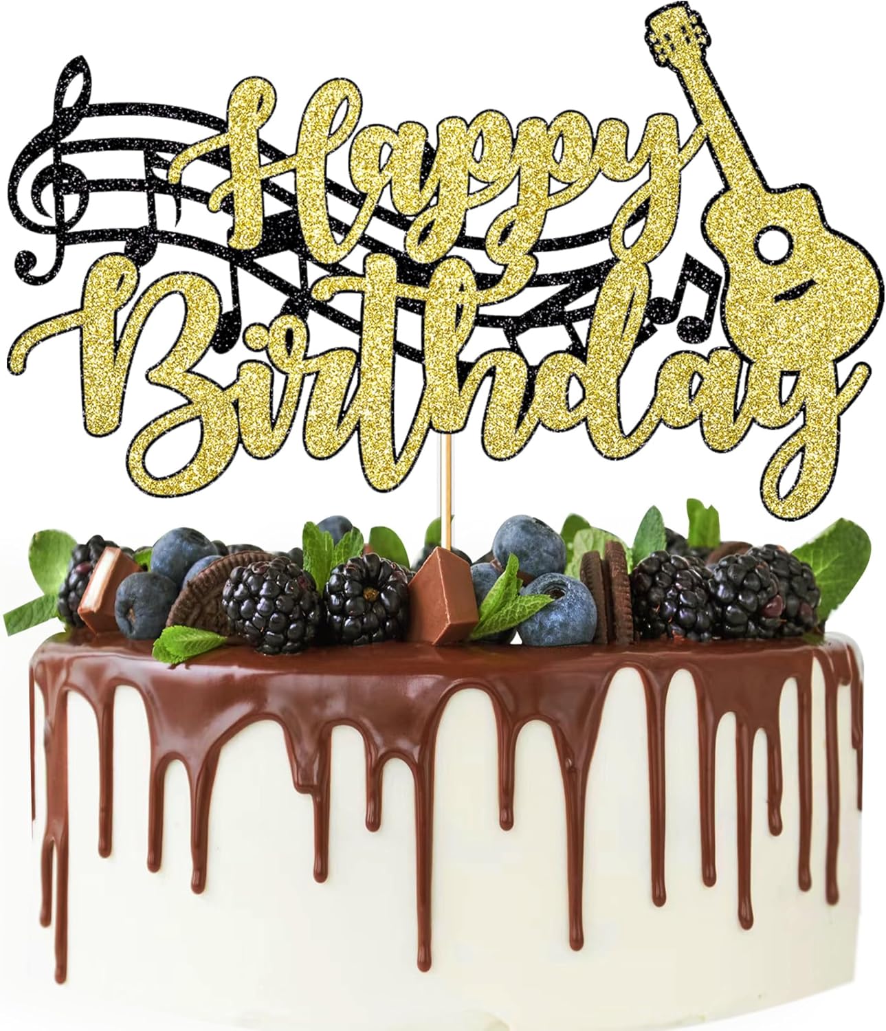 Decoración para tartas de guitarra, nota musical, decoración para tartas de cumpleaños, instrumentos musicales para decoración de pastel de