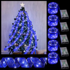 5 luces de cinta de Navidad de 82 pies, luces LED para árbol de Navidad, funciona con pilas, cinta de Navidad, guirnalda de luces de alambre para 5 luces de cinta de Navidad de 82 pies, luces LED para árbol de Navidad, funciona con pilas, cinta de Navidad, guirnalda de luces de alambre para
