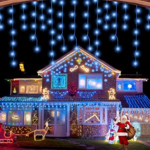 TuoPuLife Luces LED de carámbano para exteriores, 32.8 pies, 400 luces LED de Navidad con temporizador, impermeables, conectables, cortina de TuoPuLife Luces LED de carámbano para exteriores, 32.8 pies, 400 luces LED de Navidad con temporizador, impermeables, conectables, cortina de