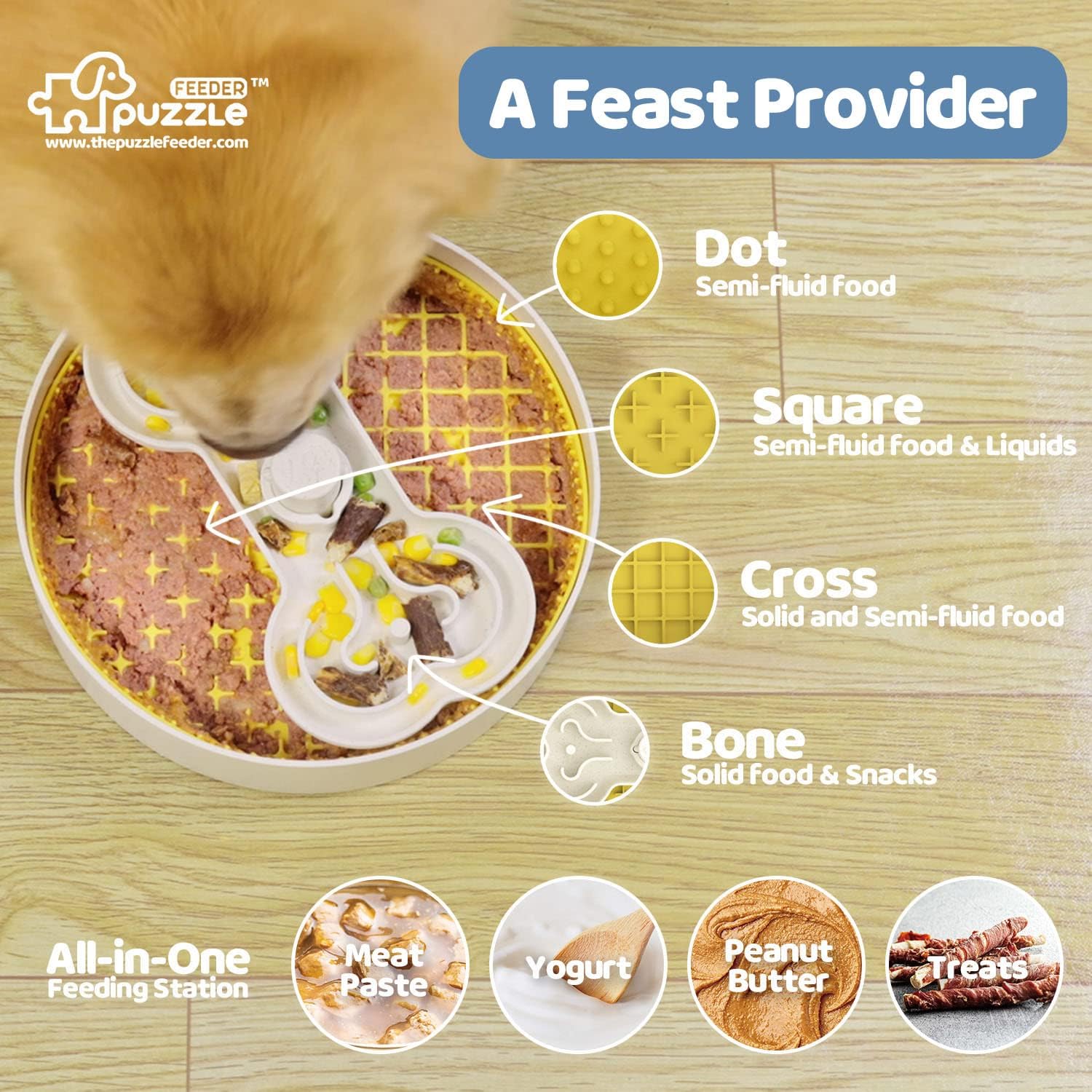 Cuenco para perros, azul, área de lamer de 9.8 pulgadas, sin BPA, antideslizante, reduce la ansiedad, se adapta a múltiples tipos de alimentos