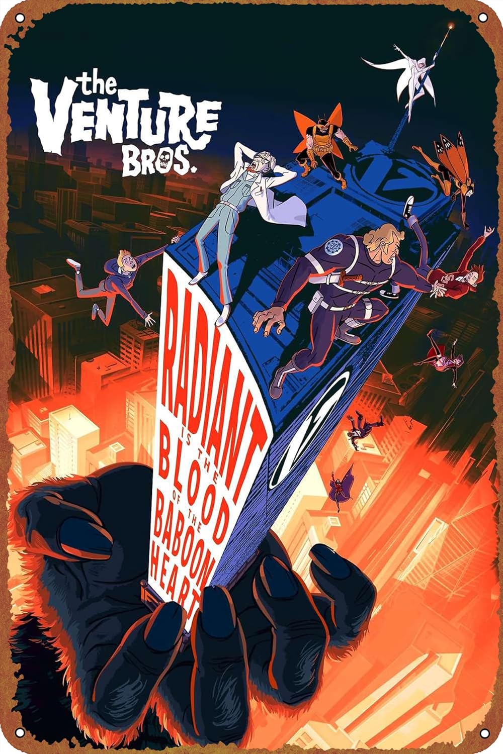 The Venture Bros. Radiant Is the Blood of the Baboon Heart Película Poster Retro Metal Tin Sign Halloween Cartel de hojalata de Halloween, cueva,