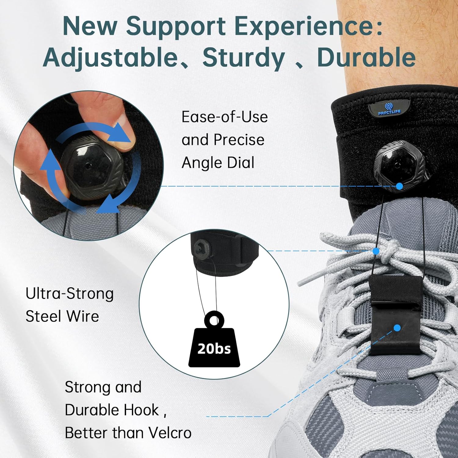 PRFCTLIFE AFO – Soporte de pie con asistencia de dorsiflexión de ajuste de carrete, soporte de pie para caminar con zapatos, soporte de tobillo para
