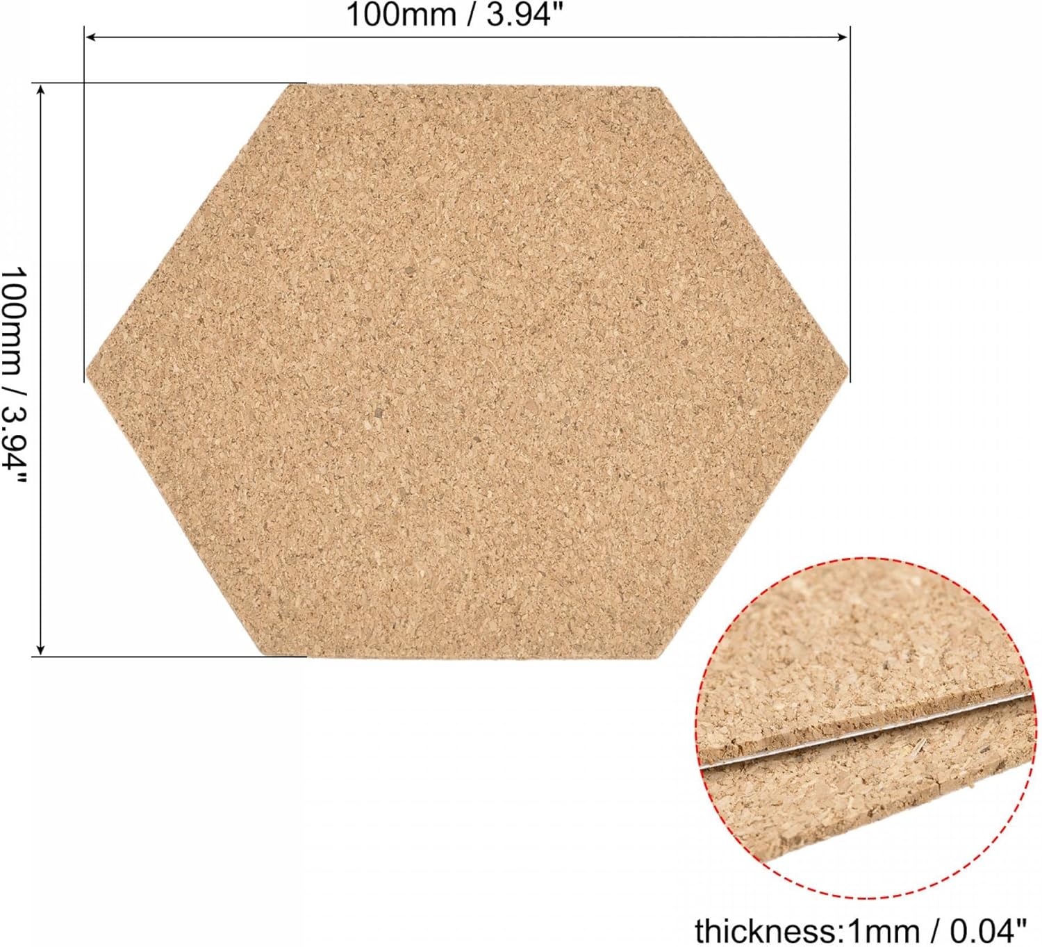 uxcell 3.937×3.346×0.039 in Posavasos Hexágono Corcho Copa Mat Pad Adhesivo Respaldo 60pcs