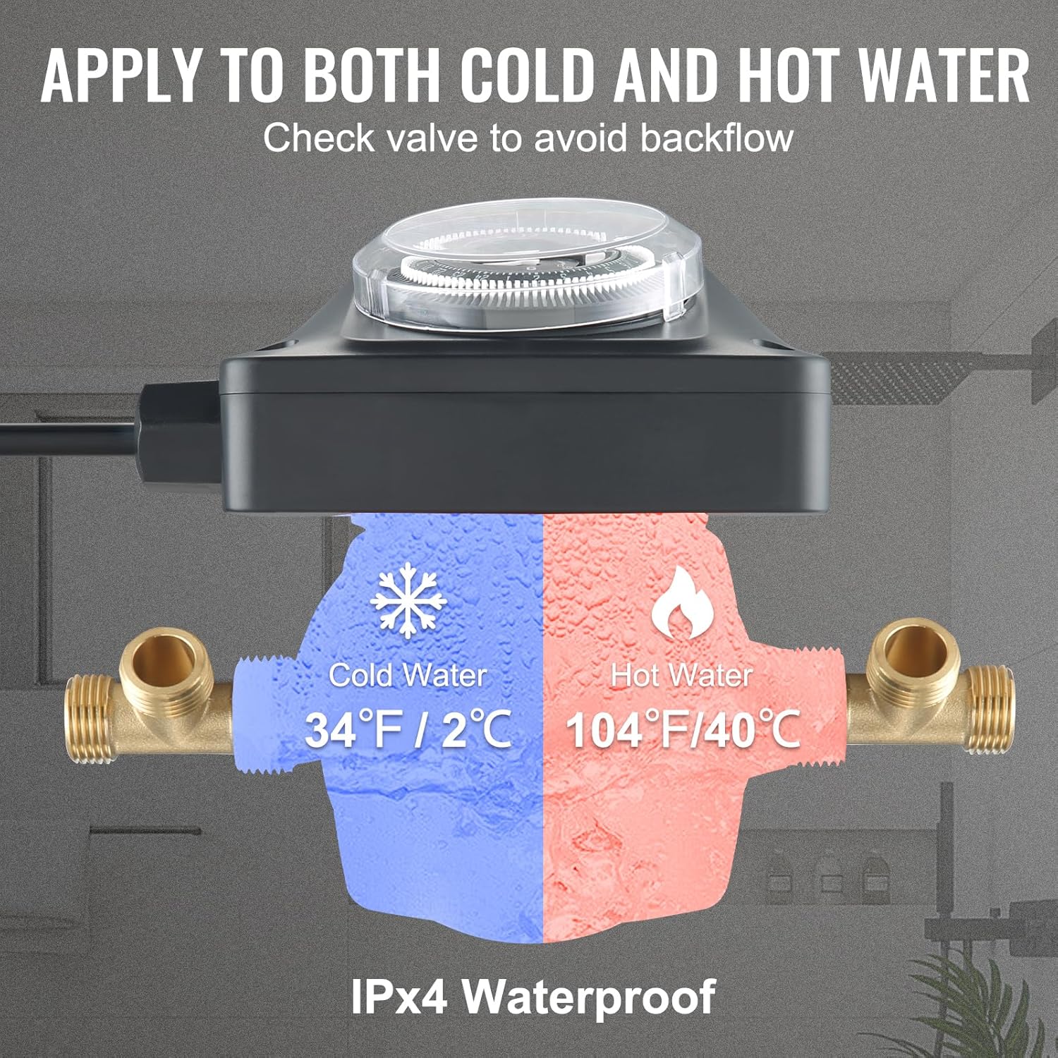 VEVOR Bomba de recirculación de agua caliente, bomba de circulación de agua de 100 W, arranque automáticocierre automático Circulación de cabeza de