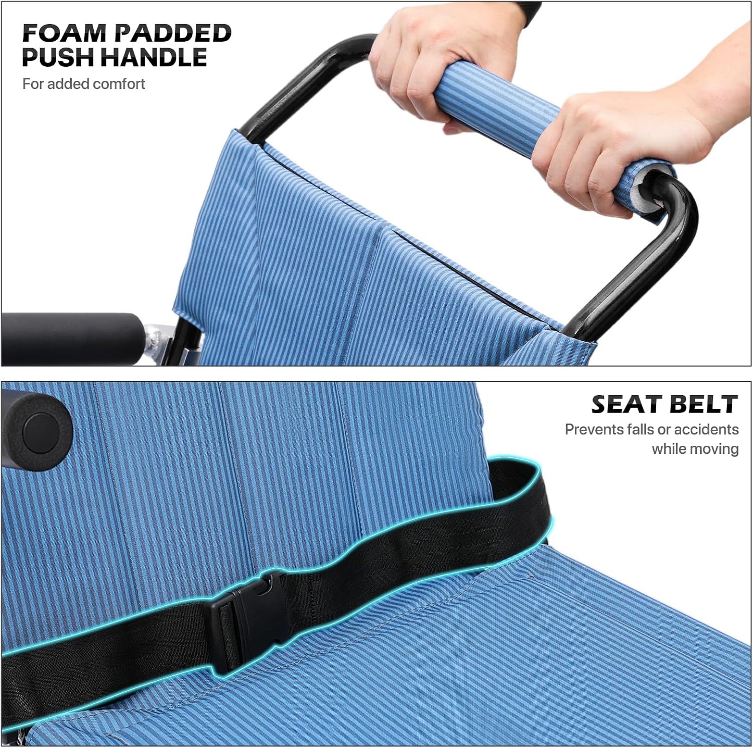 Silla de ruedas ligera para adultos, asiento plegable de transporte de 18 pulgadas, silla de ruedas plegable con reposapiés elevable para viajes de
