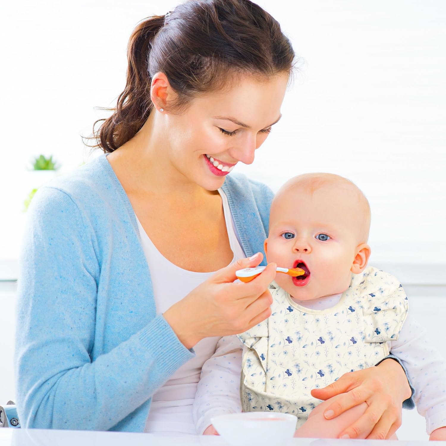 3 delantales para bebés a prueba de desorden para alimentar, baberos de comida con receptor, delantal impermeable ajustable floral, baberos a prueba