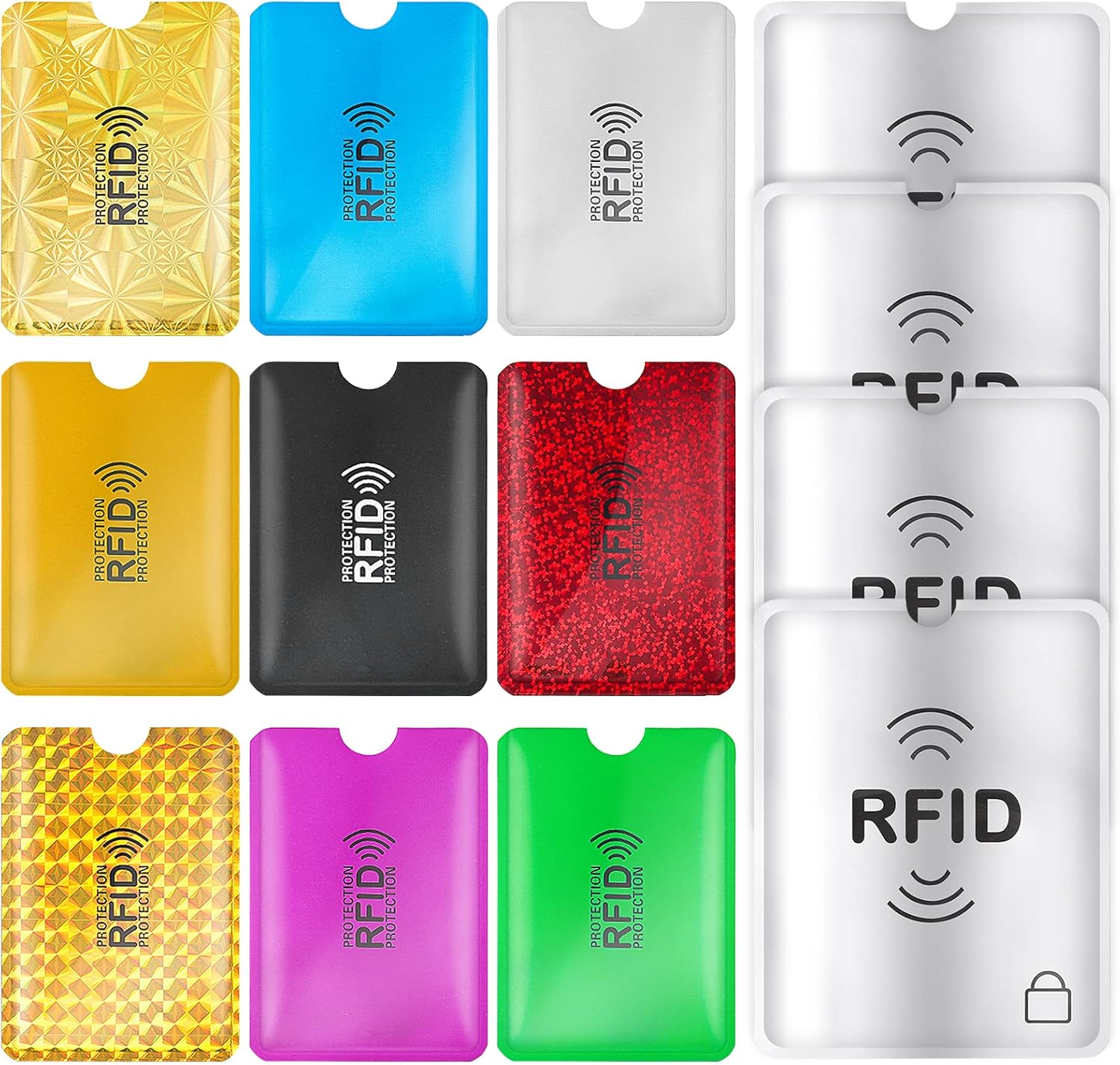 13 sobres de mangas de bloqueo RFID (9 tarjeteros y 4 protectores de pasaporte) con protección contra robo de identidad, juego de fundas seguras de