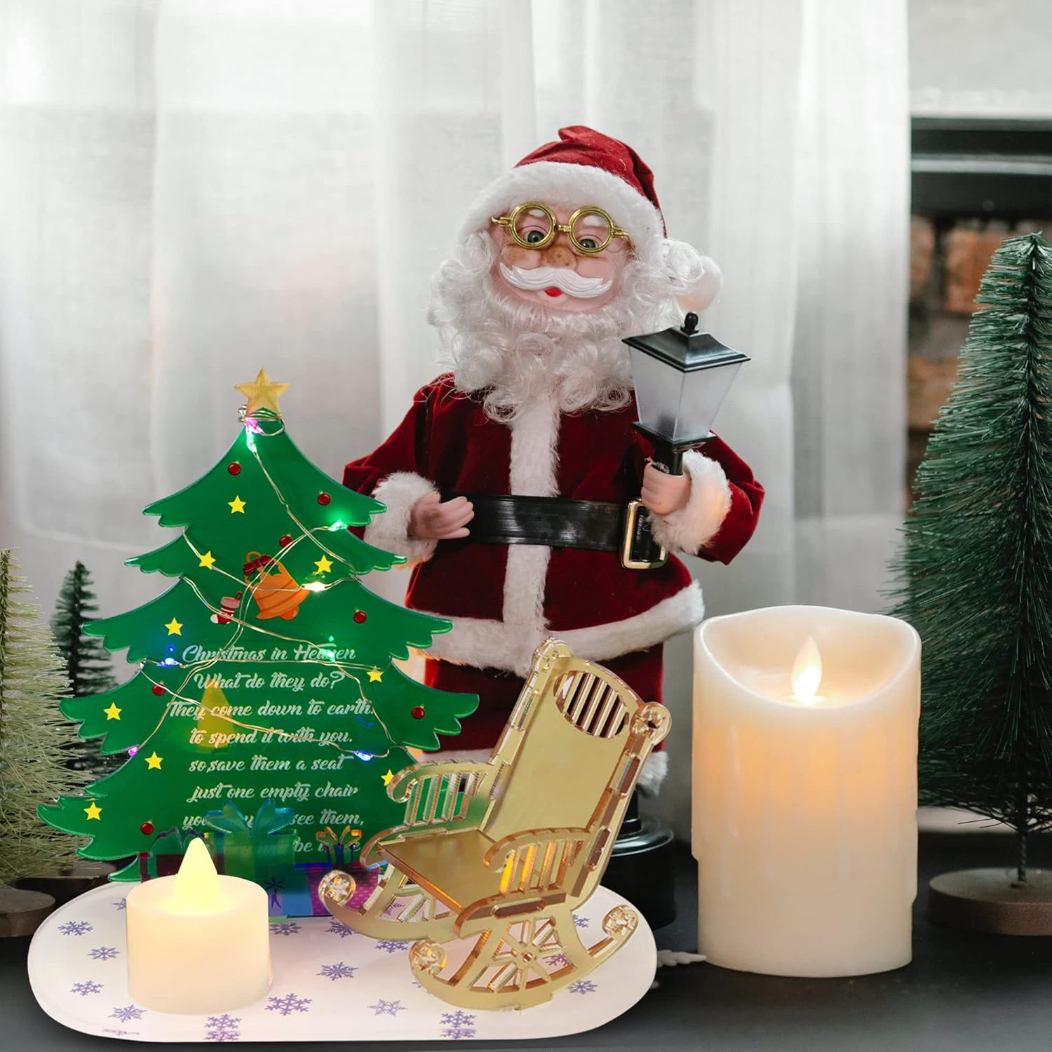 squacco Portavelas conmemorativos para árbol de Navidad, adorno de silla mecedora en memoria de seres queridos, regalos de Feliz Navidad en el