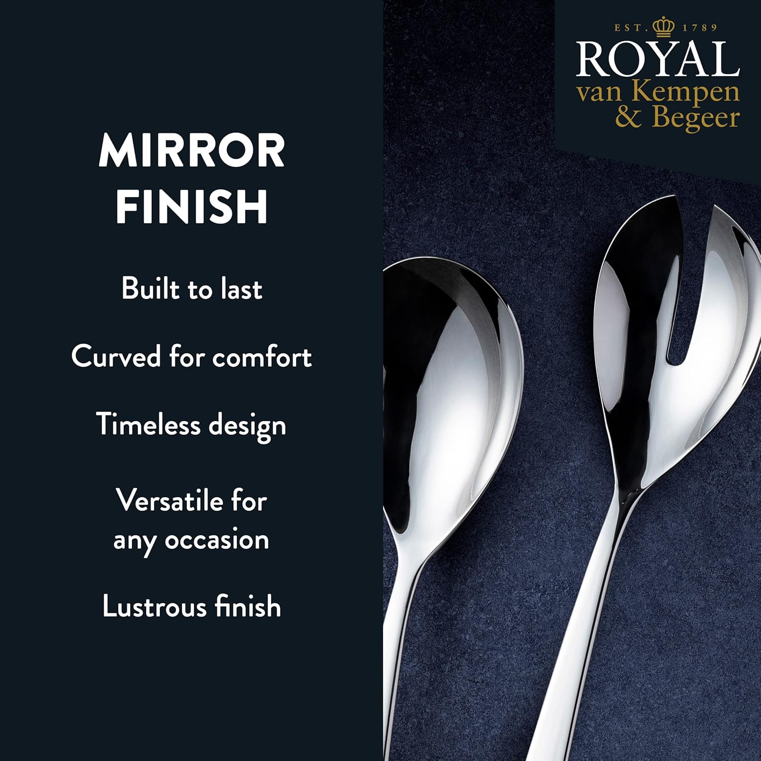 Royal van Kempen & Begeer Royal – Juego de servir (2 piezas) cuchara de ensalada + tenedor, 2 piezas, acabado de espejo