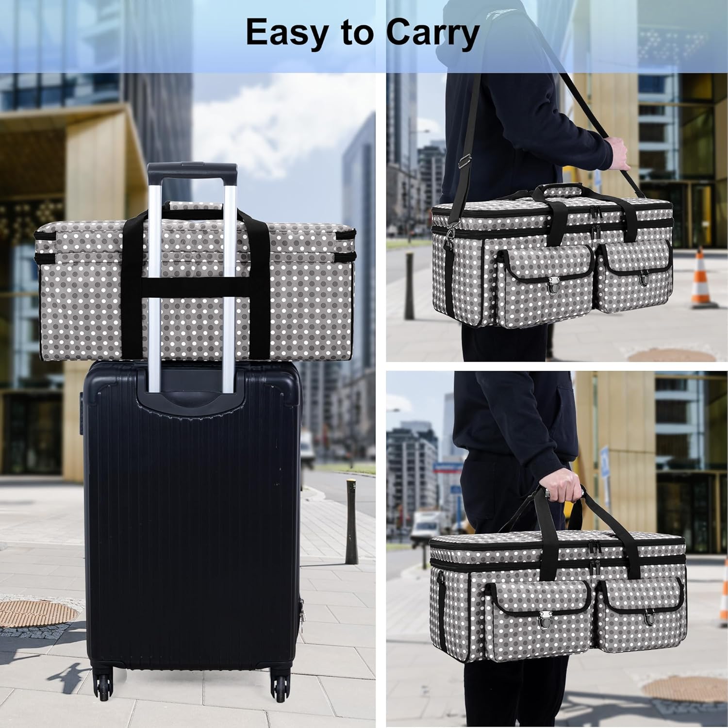 Yarwo Estuche de transporte de trípode de doble capa de 23.6 pulgadas de largo, bolsa de almacenamiento de equipo de estudio fotográfico compatible