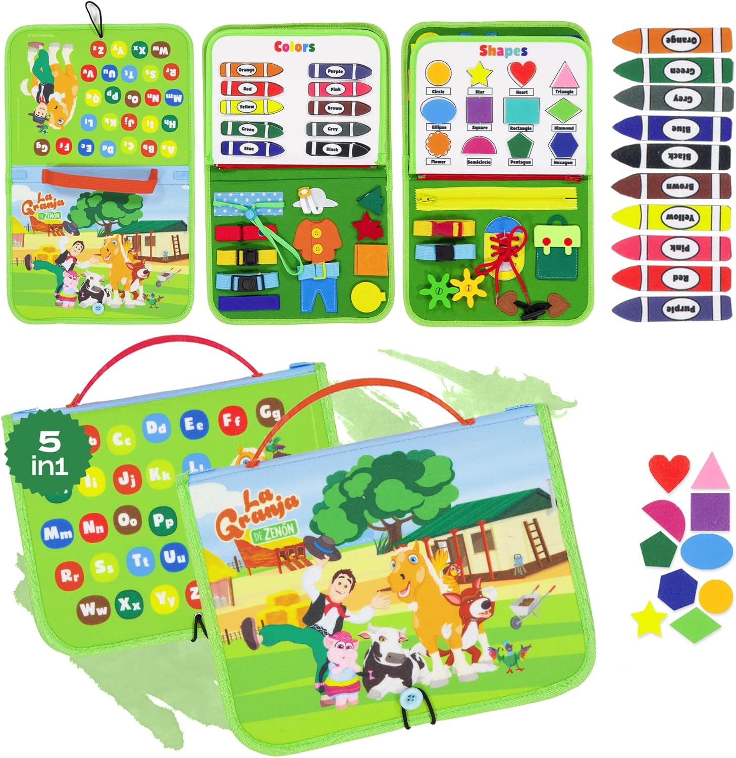 La Granja de Zenon Montessori Actividades Aprendizaje – Aprendizaje preescolar divertido con alfabeto y números, juguete educativo de viaje ideal