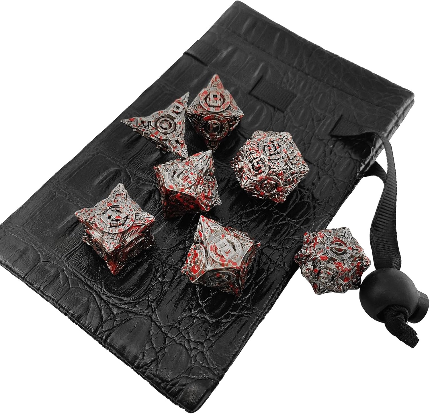 AHDKEJG D&D – Juego de dados de metal DND Dungeons and Dragons D20, juego de rol poliédrico, bolsa de dados gigantes, regalos D y D, RPG, MTG,